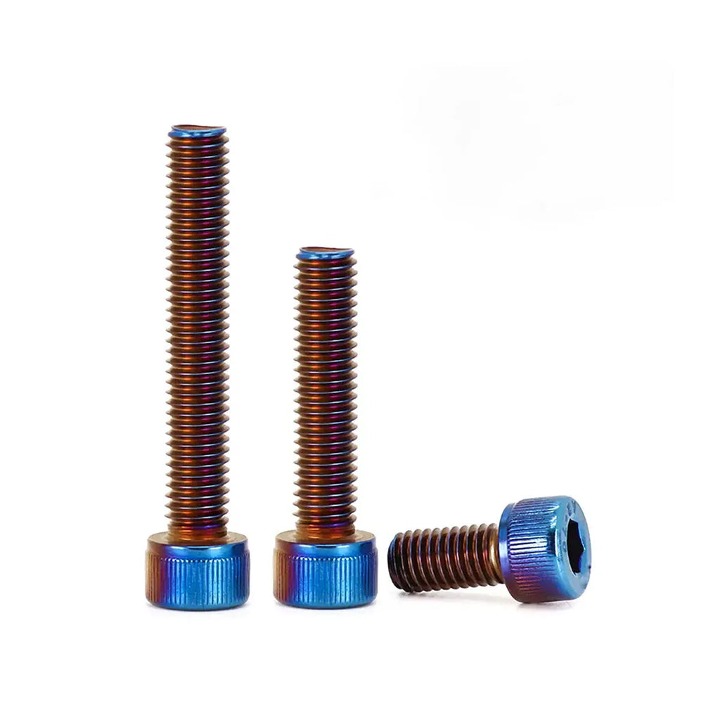 Titanium-Blue Coated Cup-Head Hexagonal Bolts (304 Stainless Steel) – Universal Modified Screws in M4, M5, M6, M8, M10 Sizes