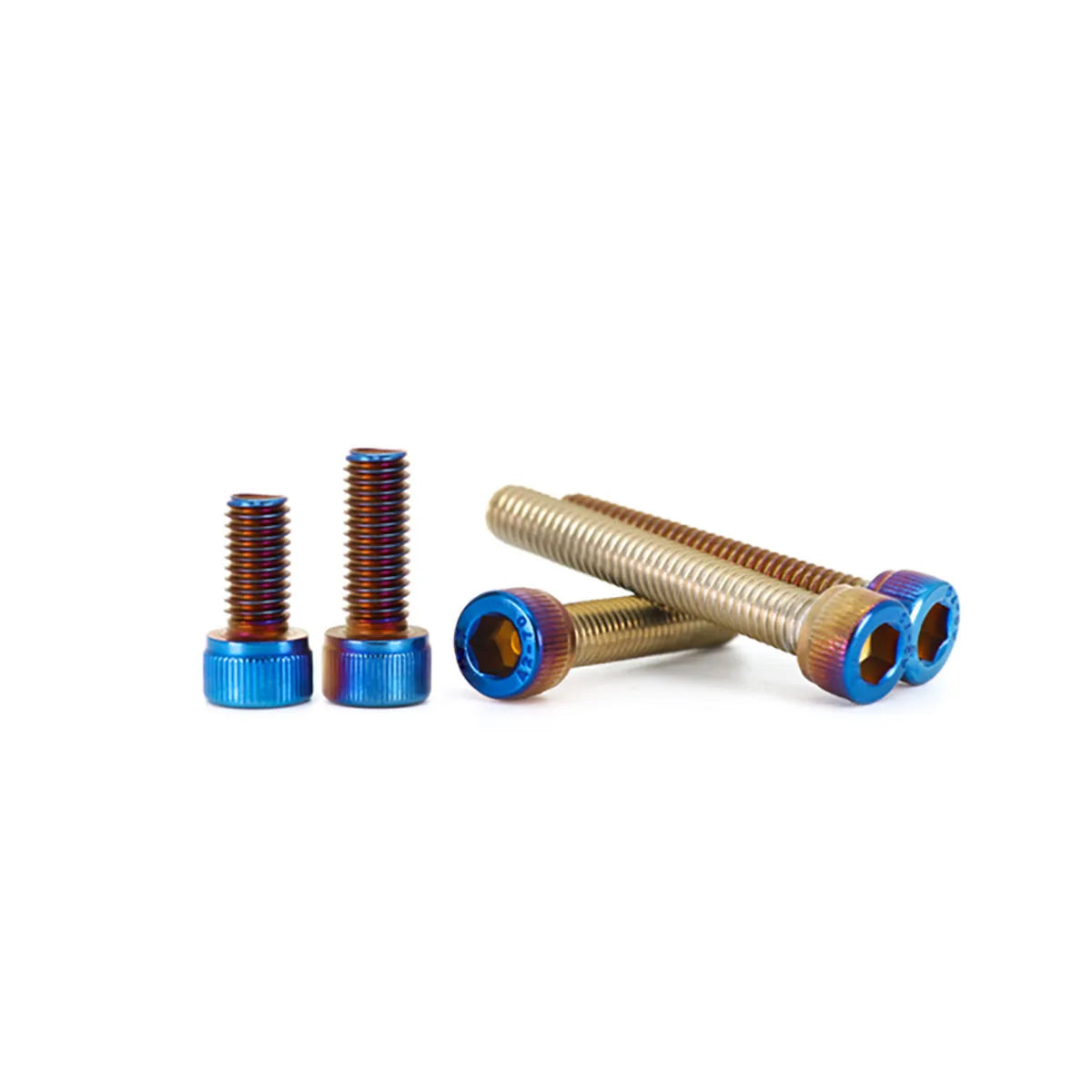 Titanium-Blue Coated Cup-Head Hexagonal Bolts (304 Stainless Steel) – Universal Modified Screws in M4, M5, M6, M8, M10 Sizes