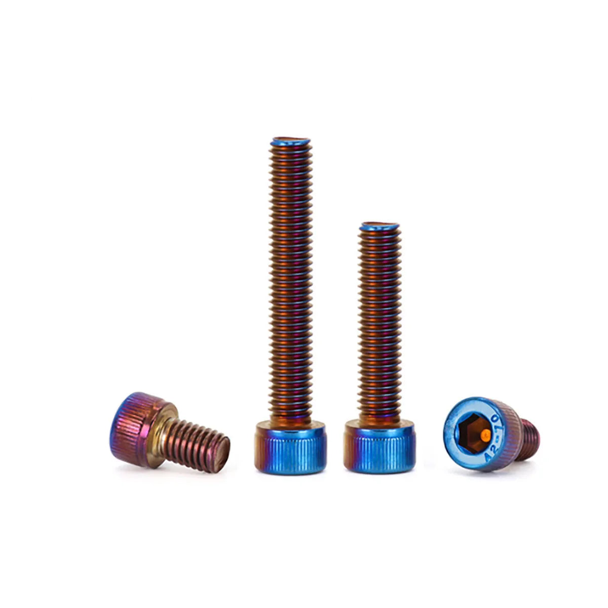 Titanium-Blue Coated Cup-Head Hexagonal Bolts (304 Stainless Steel) – Universal Modified Screws in M4, M5, M6, M8, M10 Sizes