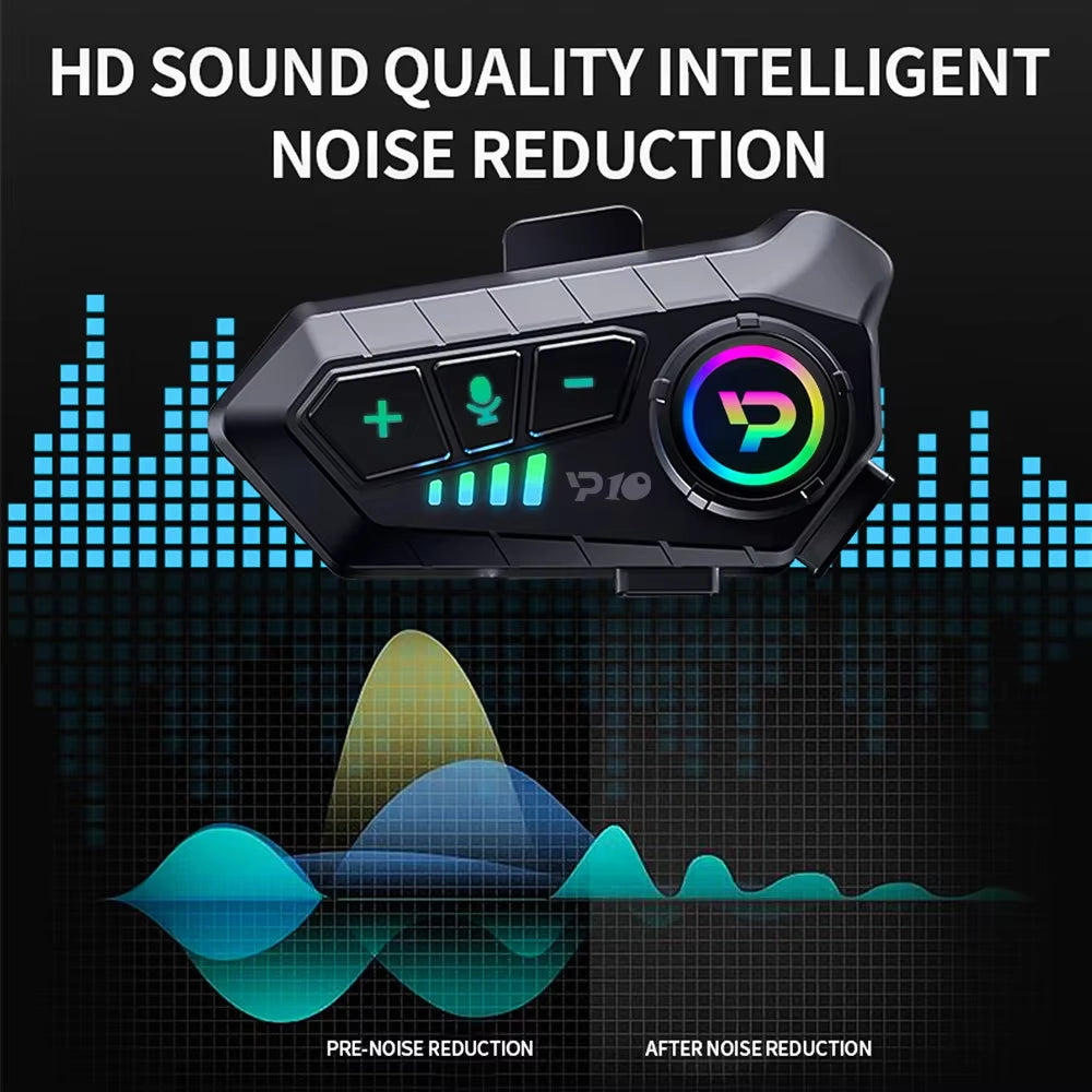 Kebedumei Bluetooth5.3 Motorcycle Helmet Headset Wireless Hands-Free Call Phone Kit Waterproof Earphone MP3 Music Player Speaker